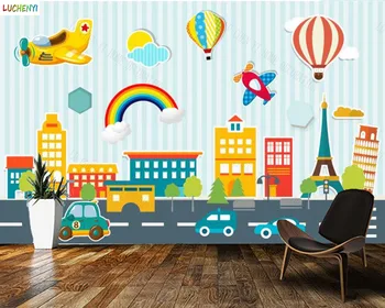 Abstraktných de paredel športové auto príbeh cartoon auto balón detskej izbe tapety spálne, obývacia izba domáce dekorácie