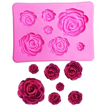 Ružová 7, Aj Ruže Kvet Tvar 3D Tortu Silikónové Formy Fondant Razba Formy Kuchyňa Pečivo, Koláč Zásobník Vysokej Kvality, Odolné