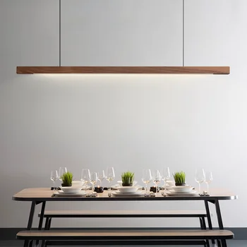 Minimalistický Reštaurácia Dreva Prívesok Svetlá Moderné LED Luster Dlho, Jedálenský Stôl Bar Kuchyňa Ostrov Nordic Office Závesné Lampy