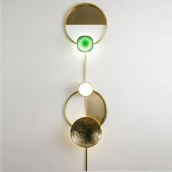 Moderné nástenné svietidlo medi galéria dekoratívne lampy obývacia izba kola zlata LED svetlá nové