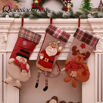Qianxiaozhen Handričkou Cartoon Vianočné Pančuchy Krytý Vianočný Strom Dekoroch Candy Darček Skladovanie Ponožka Vianočné Ozdoby