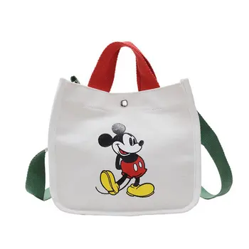 Disney deti tašky chlapci a dievčatá kórejský módna taška cez rameno Mickey mouse all-zápas cartoon plátno taška na bežné kabelky